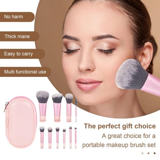 Yousheng 10 шт./компл. портативный набор кистей для макияжа с сумкой для хранения тональная основа рассыпчатая пудра тени для век румяна косметическая кисть для путешествий женские инструменты для макияжа