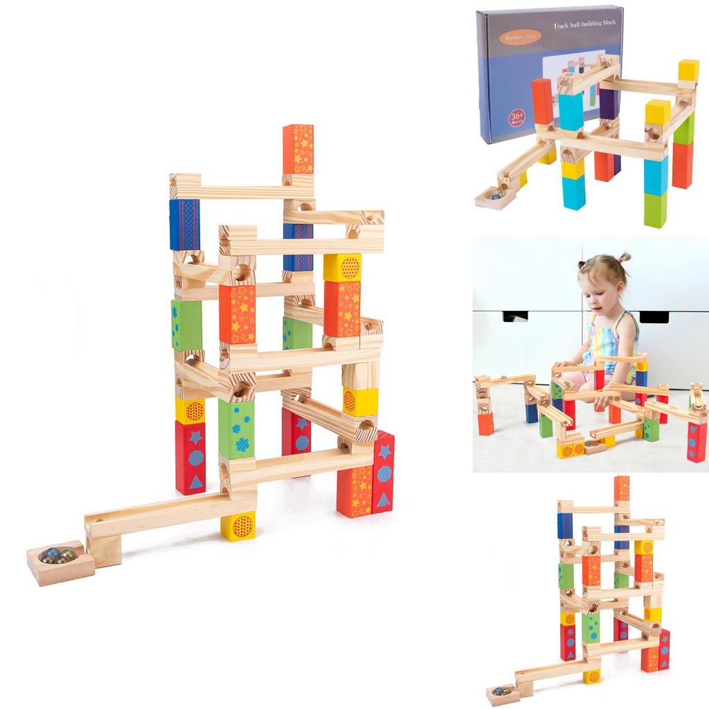 Wooden Ball Bearing Building Blocks For Kids Diy Sensory And Stem Toy