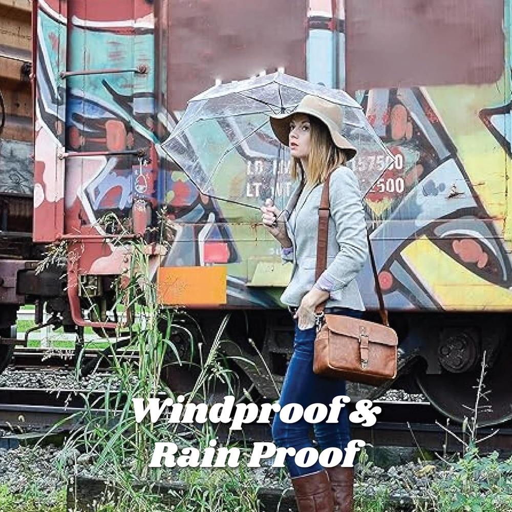 Women's Ultra Clear Auto Open Compact Umbrella, Black