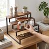 Wooden Display Riser Stand 4 Tiered Perfume and Cologne Organizer Display Shelf for Vanity Cabinet Farmhouse Decor Dark