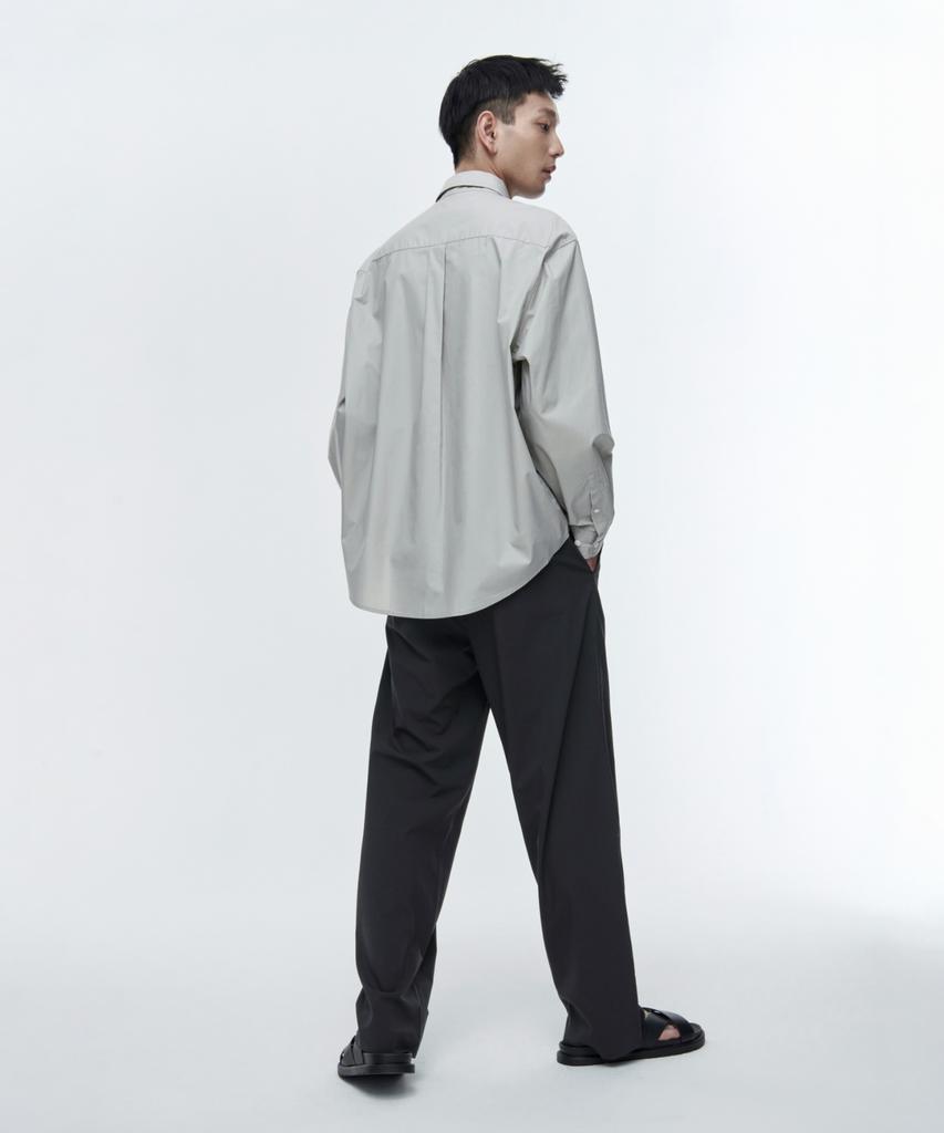 MUSINSA STANDARD [Cooltandard] One-Pleat Wide Elastic Waist Slacks [Dark Gray]