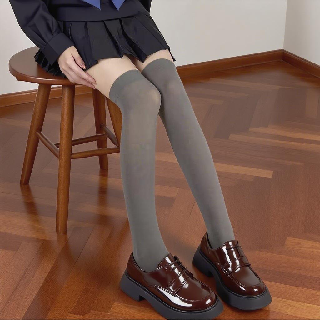 Velvet Thigh-High Socks with Red Bow for Halloween and Christmas