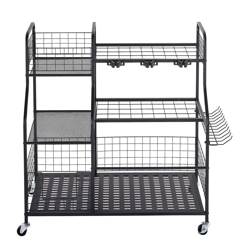 VEVOR Garden Tool Organizer with Wheels, Large Metal Garage Storage Rack, for Rakes/Shovels/Brooms