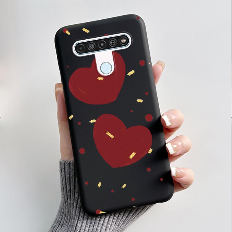 Чехол с рисунком для LG Q61 / LG K61 / LG Q70, чехол-бампер, мягкий силикон, черный корпус, милый цветочный мультяшный чехол