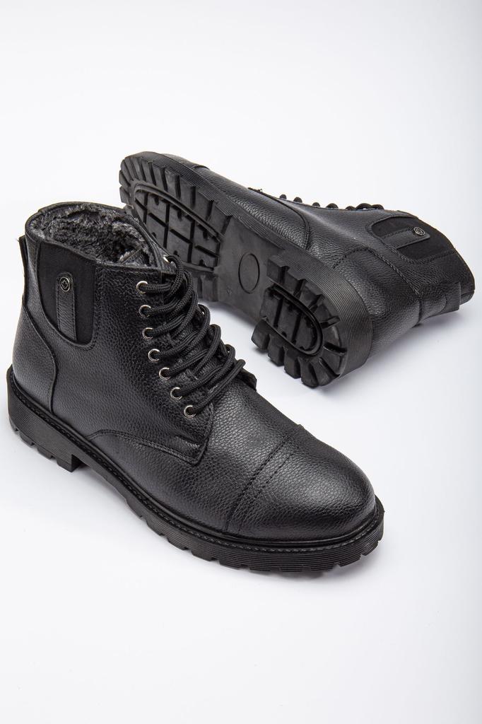 Men's Fashion Waterproof Thick Heeled Booties Bootie Furry Rubber Sole Black Daily Cold And Waterproof Comfortable Ankle Boots Shoes