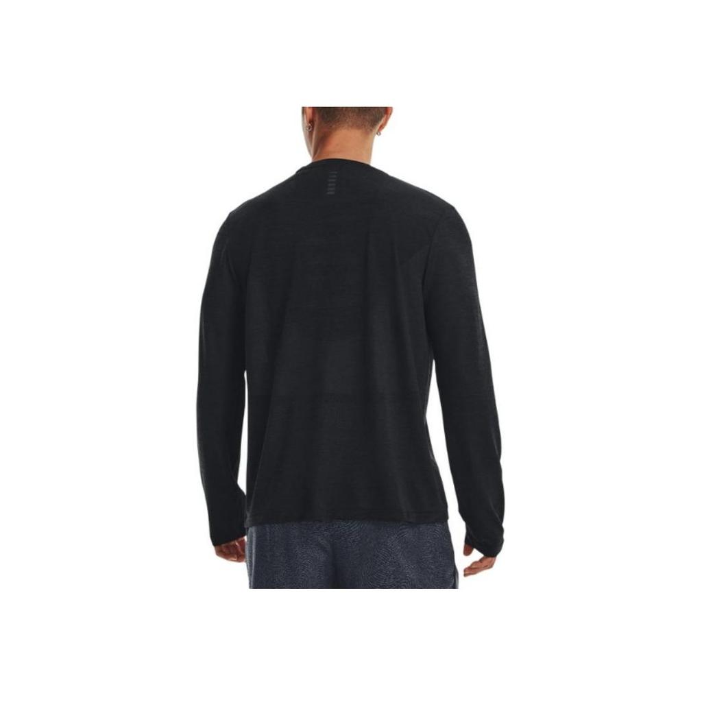 Under Armour Solid Color Crew Neck Pullover Straight Long Sleeve T-Shirt Men Tops Black 1375693-001