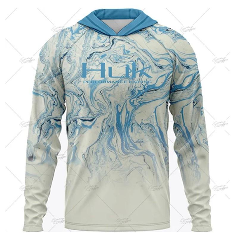 Mens Fishing Hoodie Long Sleeve Quick Dry Breathable UV Protection Camo Shirt Fall Outdoor Angling