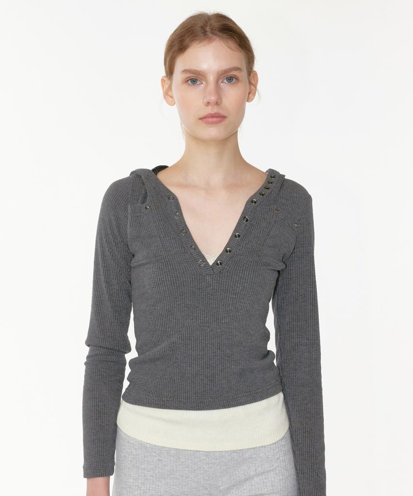 NOIAGO Noi1840 Snap Hoodie Long Sleeve (Charcoal)