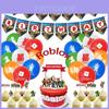 Набор принадлежностей для дня рождения в стиле Roblox, включающий яркий баннер, воздушные шары и топперы для торта для детей