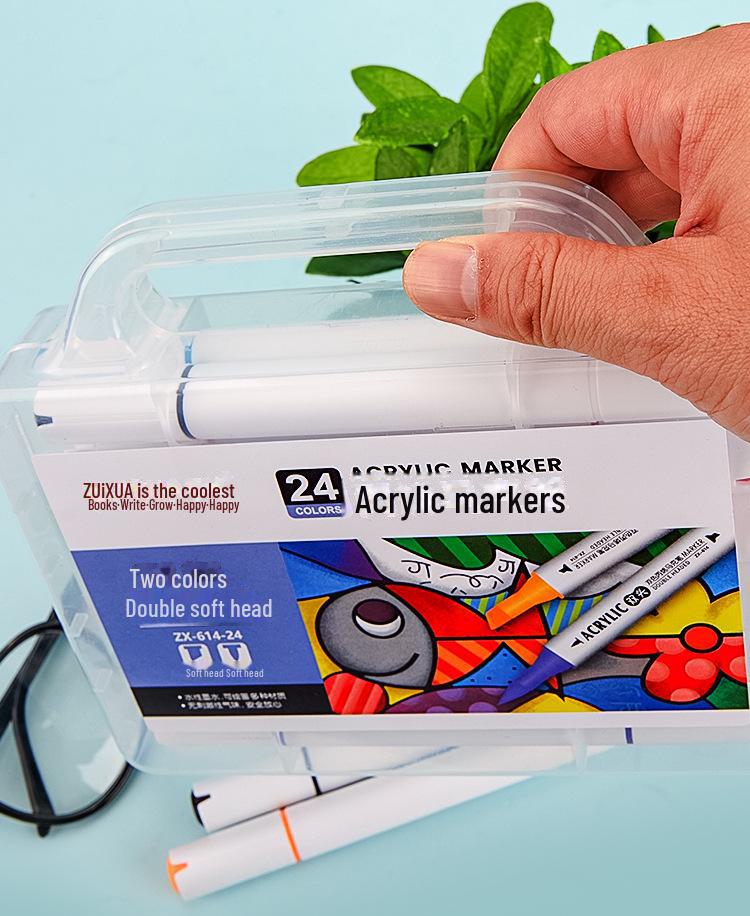Student Dual-Head Double Color Acrylic Markers - 36/48/60/72 Colors, Triangle Barrel