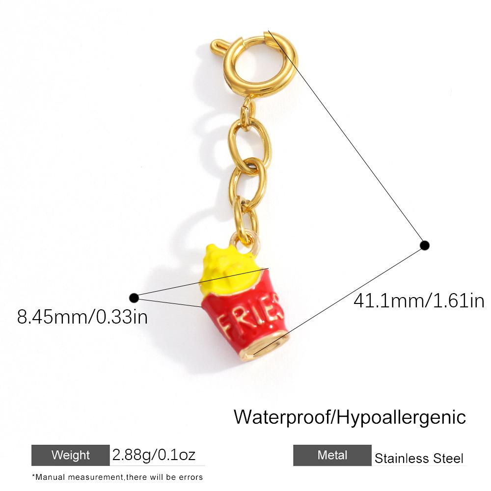 18K Gold Plated Stainless Steel Donut Coffee Bikini Pendant Charms Colorful DIY Jewelry Accessories