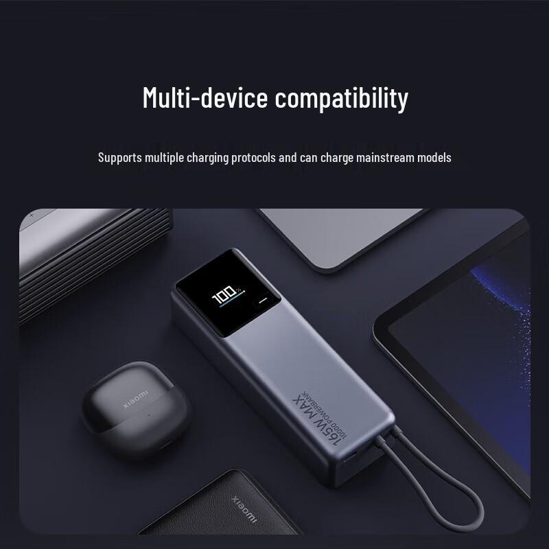 Xiaomi 10000mAh 165W Fast Charging Power Bank with Built-in Cable