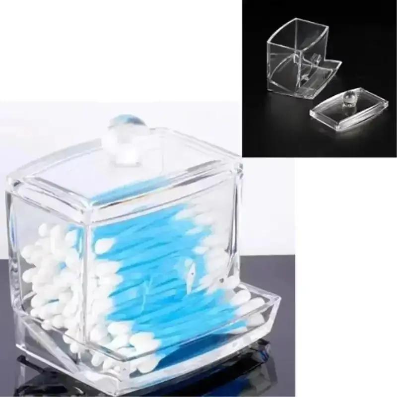 Clear Acrylic Q-tip Cotton Swab Box Case Makeup Storage Pad Organizer Swabs Convenience Items Home Concise Small Tools Supplies