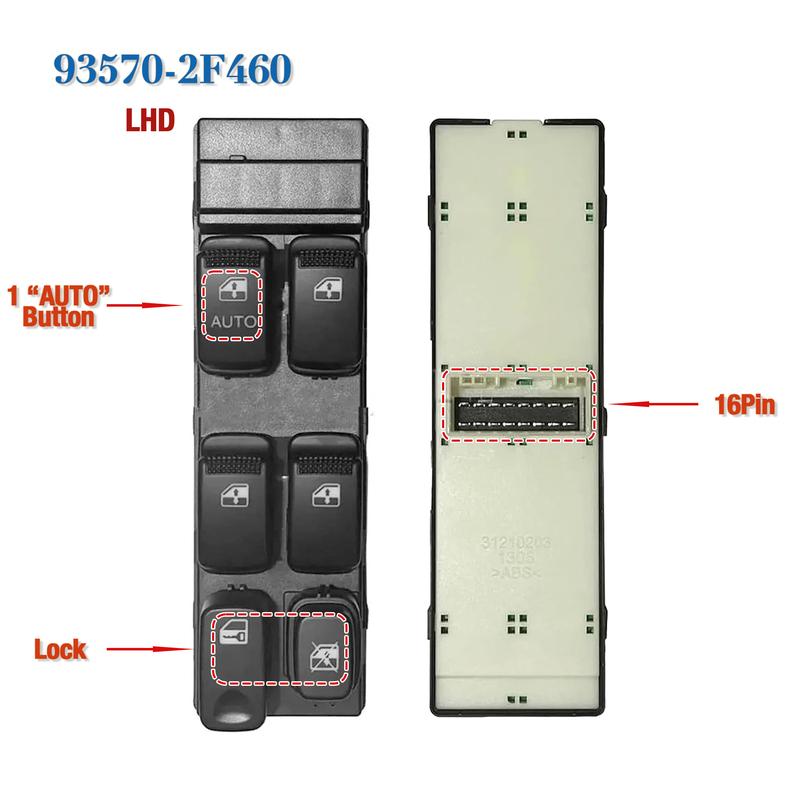 93570-2F460 For Kia Cerato 2004-2009,LHD Front Left Driver Side Electric Master Power Window Switch Glass Lifter Control Button