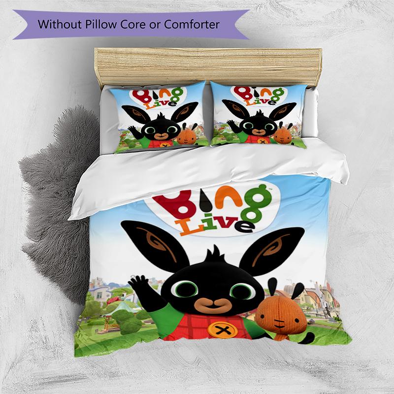 3pcs Bing Bunny4 Design Cover Set - HD Printed Bedding with 1 Cover and 2 Pillowcases - Perfect for Home and Dorm Decor