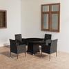 Día Y Noche - Día Y Noche Garden Dining Set 5 Pieces Black Synthetic Rattan