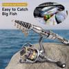 LEO FISHING Carbon Telescopic Fishing Rod Mini Pocket Size Ultra Light Spinning Rods 1.5M 1.8M 2.1M 2.4M Fishing Goods Accessory