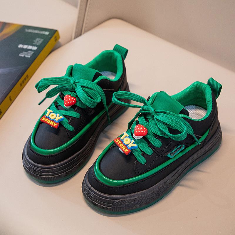 Обувь для мальчиков, весенне-осенняя спортивная обувь, милая декоративная повседневная обувь, кожаная корейская версия на шнуровке для девочек, детская обувь