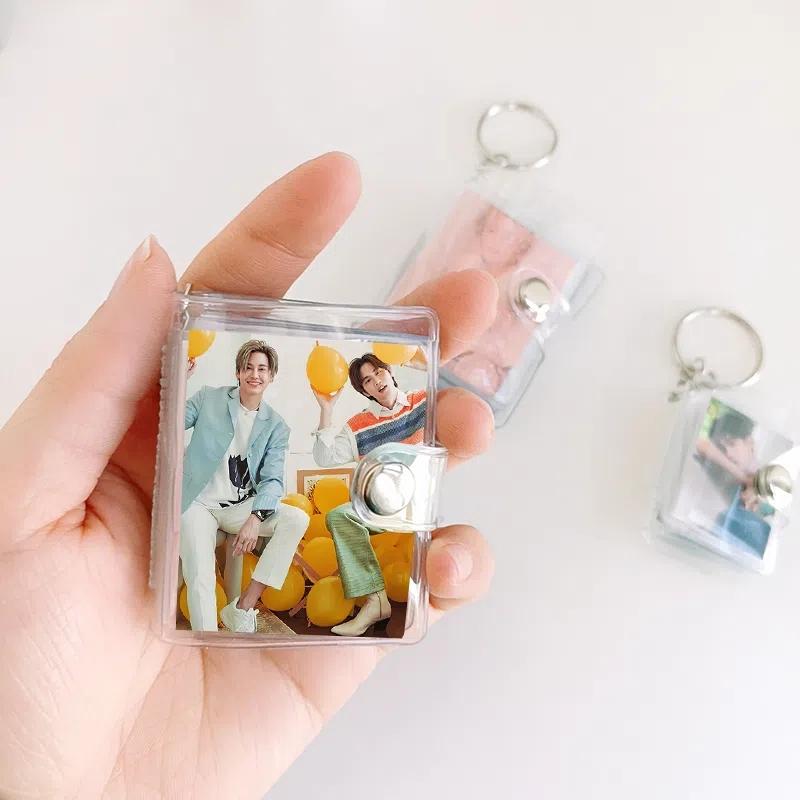 Mini Photocard Holder Transparent 16 Pockets Photo Album Keychain Idol Kpop Photocard Holder Binder Photocards Collector Book