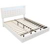 140*200cm Platform Bed, LED Ambient Light, Suspension, PU Material, Three-Level Height Adjustment of the Headboard, White