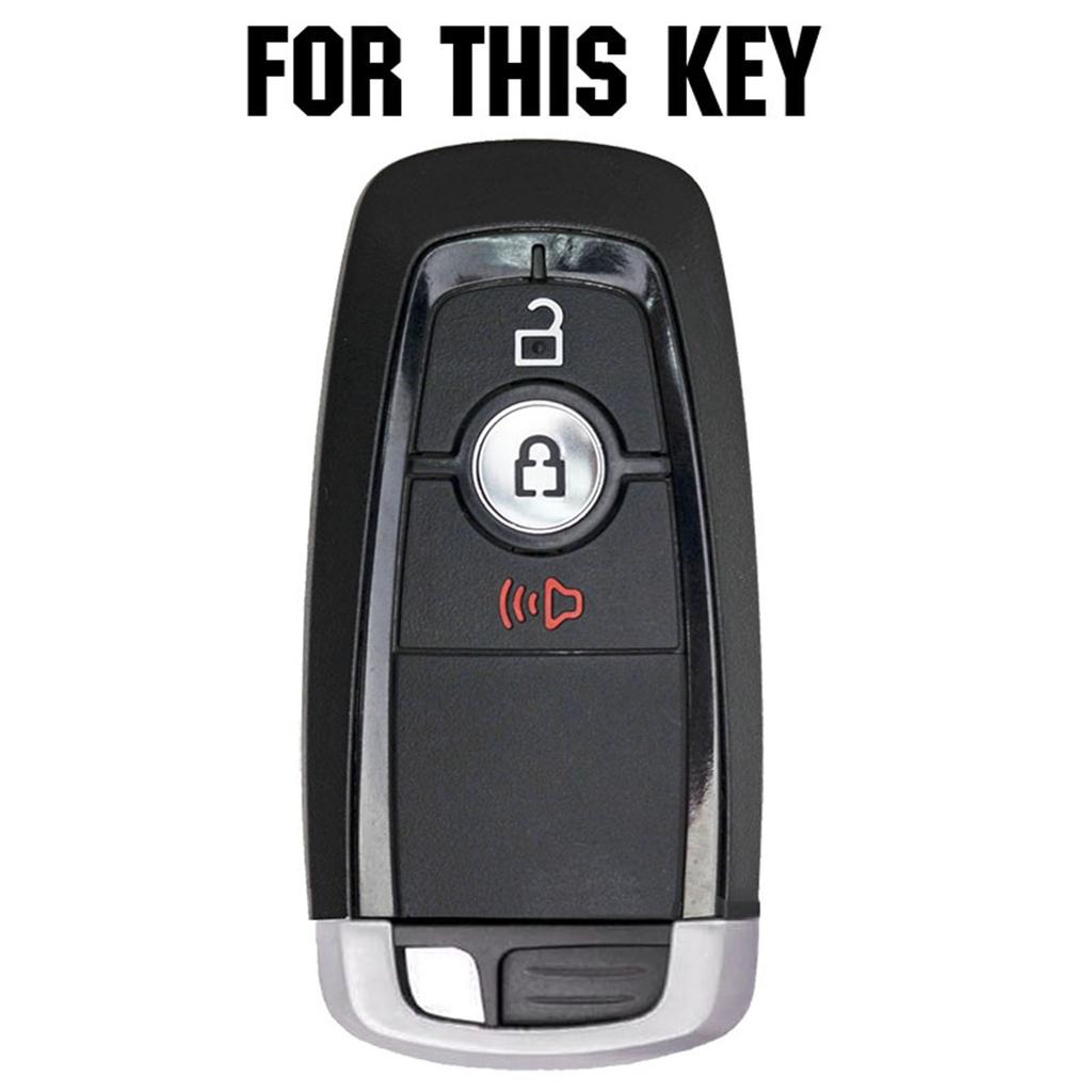 Silicone 3 Button Car Key Fob Ring Chain Cover Case Shell Protector Holder For Ford Escape Eco Sport 2021 2020 2019 2018 2017