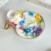 Керамическая чашка и блюдце с узором « Brilliant Flowers » Кофейная кружка с золотым покрытием Обеденный стол Молочные чашки Чашка для послеобеденного чая Стакан для фруктового сока