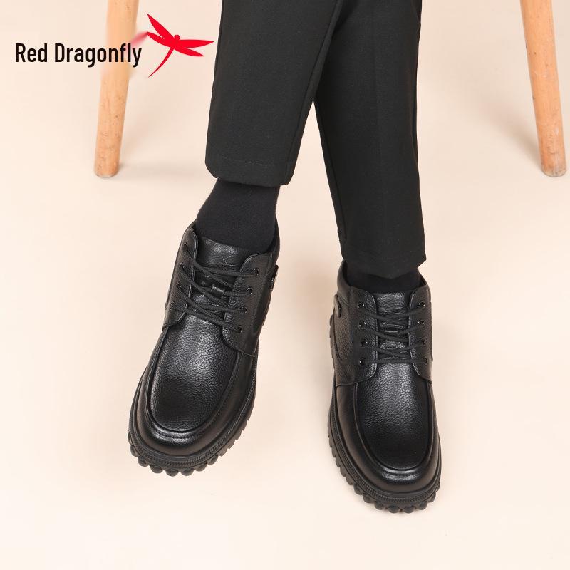Мужские зимние высокие кожаные ботинки Red Dragonfly с утолщенной подкладкой из флиса