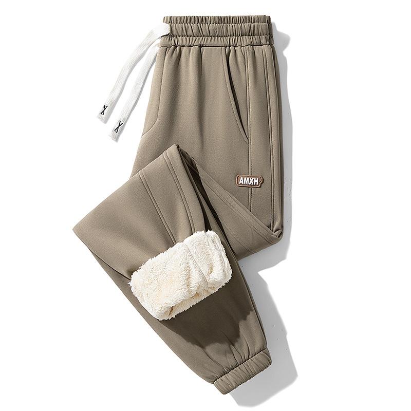 Мужские зимние штаны из овечьего флиса с добавлением флиса, теплые зимние спортивные штаны для мужчин