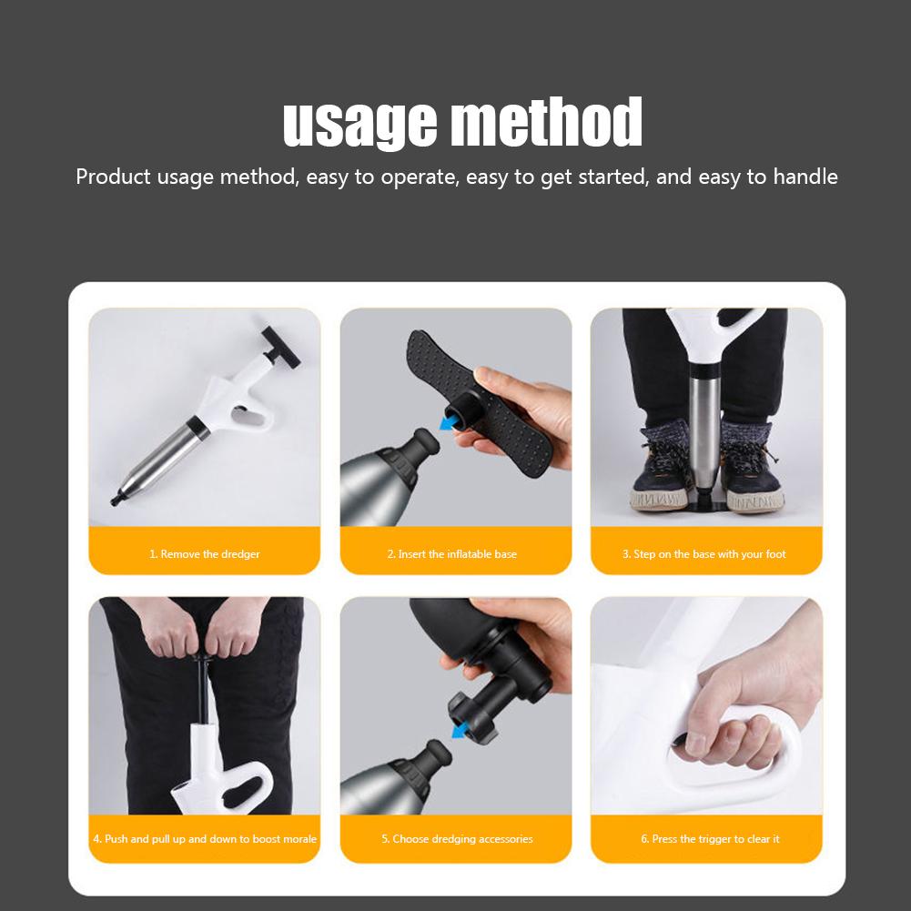 Air Power Drain Blaster Tools Universal Pipeline Clogged Remover High-pressure Reusable Equipment for Bathroom Shower Bathtub