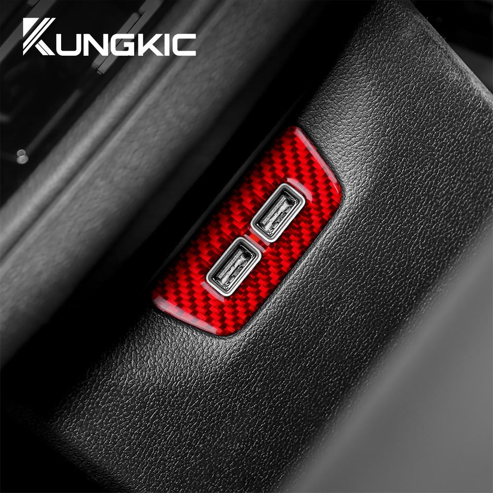 Carbon Fiber Style Interior Sticker for Volkswagen VW Golf 8 MK8 2020 2021 2022 2023 Rear USB Frame Interior Panel
