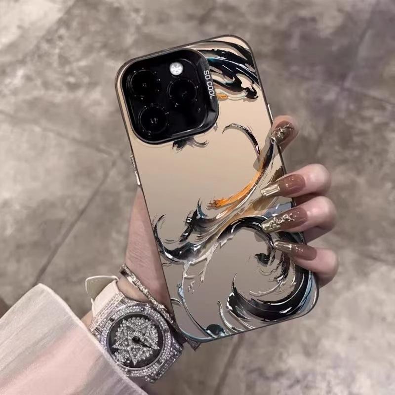 Глянцевый чехол для телефона с мраморным вихрем для iPhone 17 17E 16 16E 15 14 13 12 11 Air Pro Max Plus Мягкий ТПУ Противоскользящий Ударопрочный Чехол