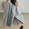 Summer Women's Casual Cotton and Linen Wide-leg Pants High-waisted Loose Thin Nine-point Pants
