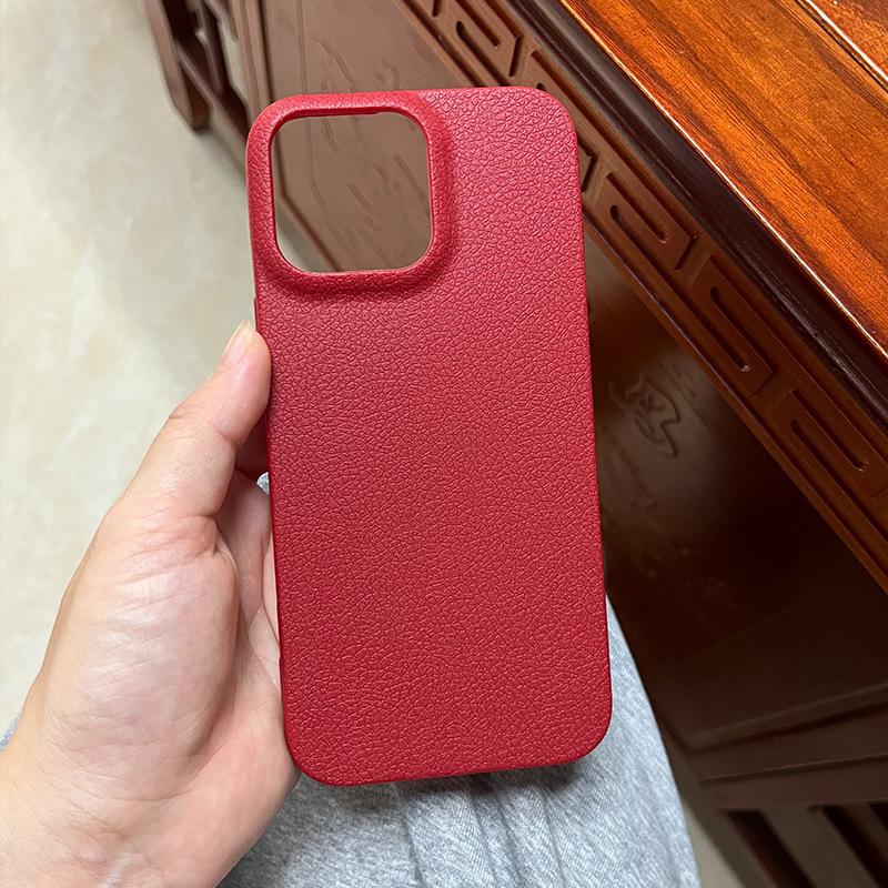 Applicable To IPhone16ProMax Mobile Phone Case 14 Apple 15 Simple TPU Leather Pattern 12Pro Material Case 13
