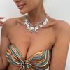 Пляжный стиль Жемчужное ожерелье из ракушек Двухслойное Преувеличенное Металлическое ожерелье Ожерелье с морской звездой Отпуск
