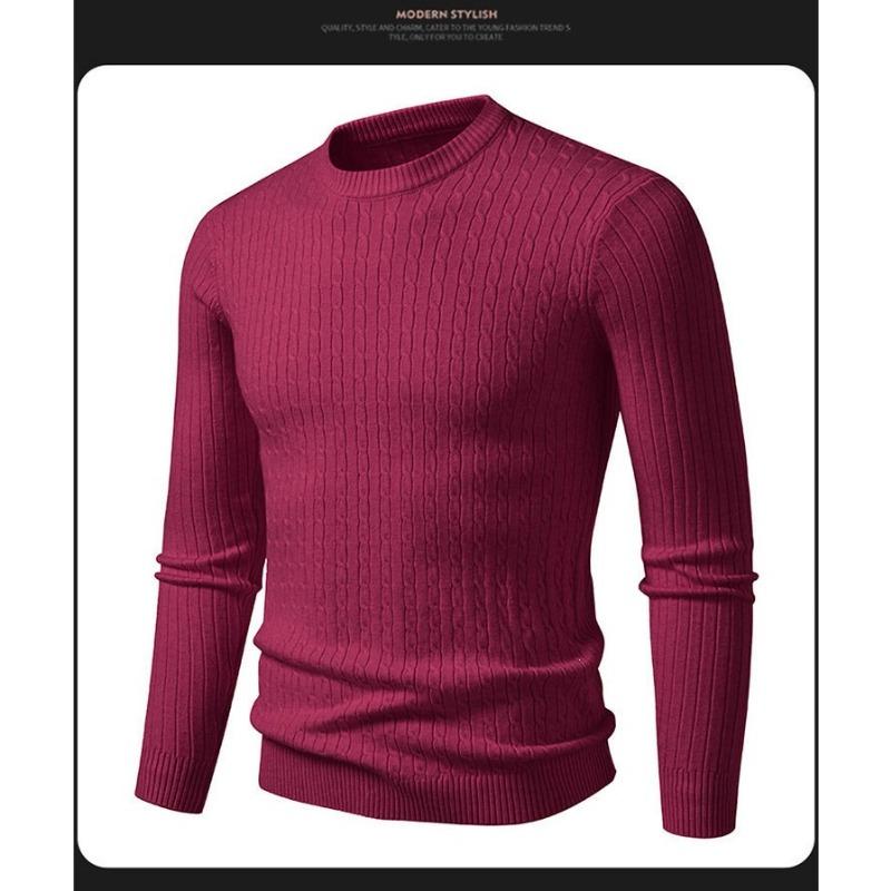 Men Slim Fit Plus Size Crew Neck Knit Sweater