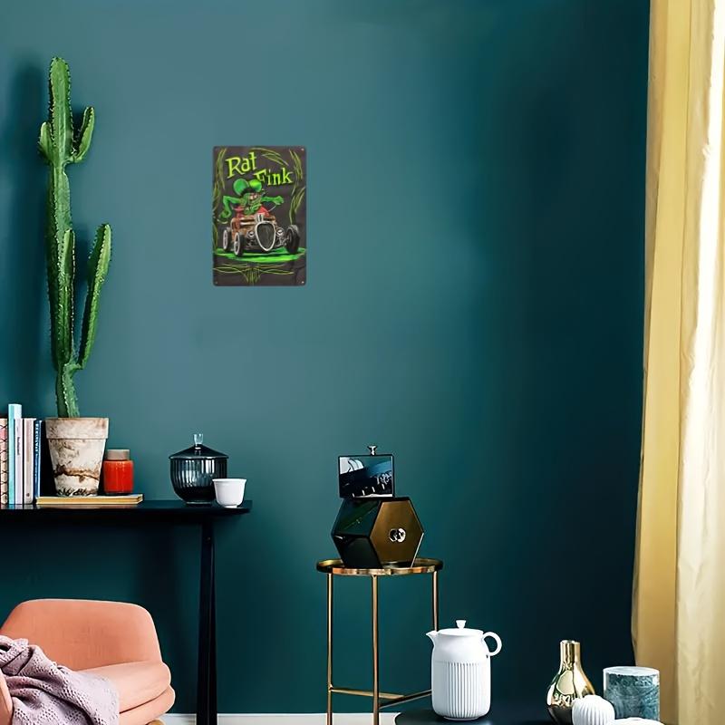 Винтажная железная вывеска Rat Fink, классический хот-род, настенное искусство для бара, гаража, предварительно просверленная настенная металлическая табличка