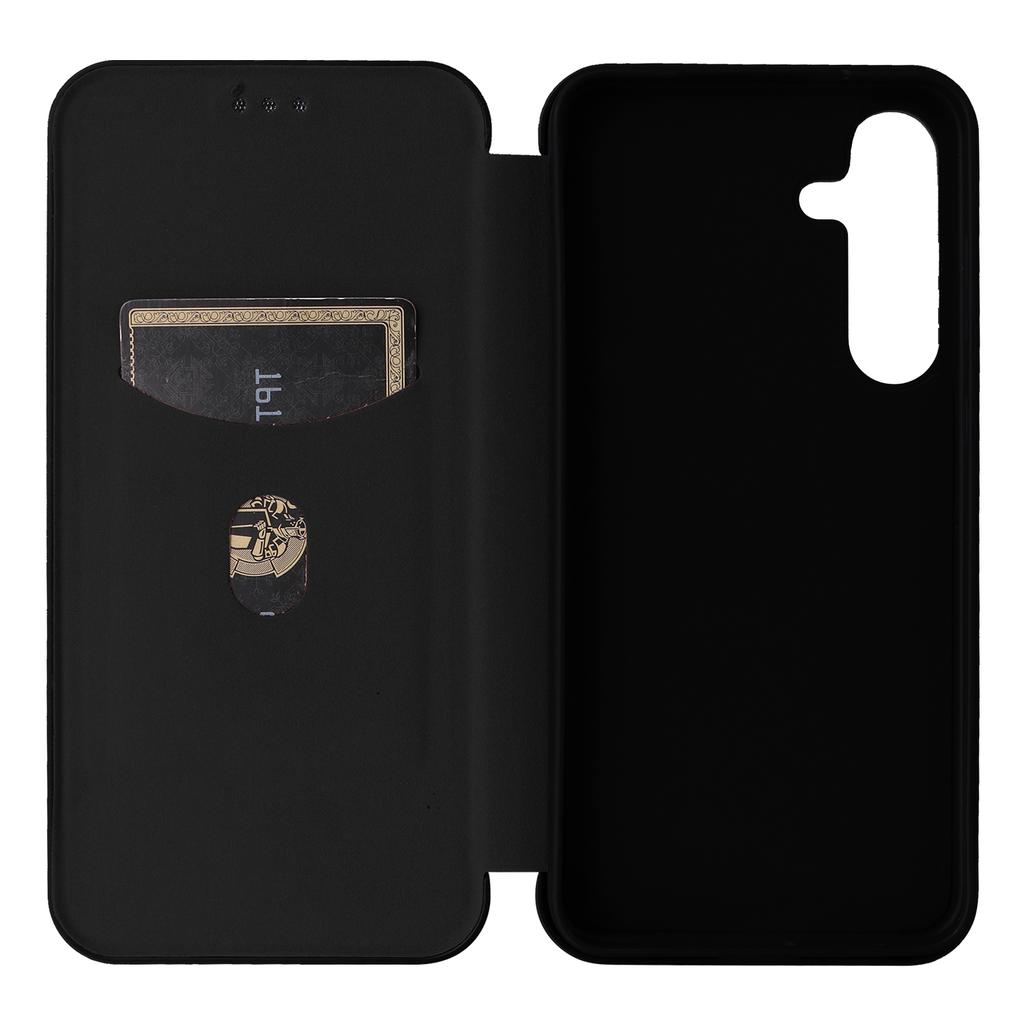 Чехол для Samsung Galaxy S25 с текстурой углеродного волокна, противоударный, из ПУ кожи, чехол для телефона