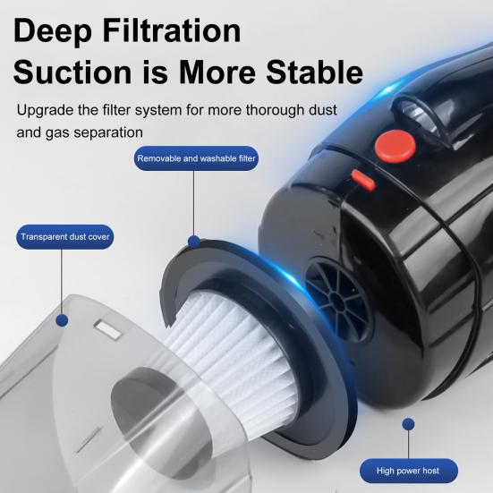 Автомобильный пылесос со светодиодной подсветкой, 120 Вт, высокая мощность, 2000 мАч, беспроводной перезаряжаемый портативный пылесос двойного назначения с сильной мощностью всасывания, автомобильные принадлежности