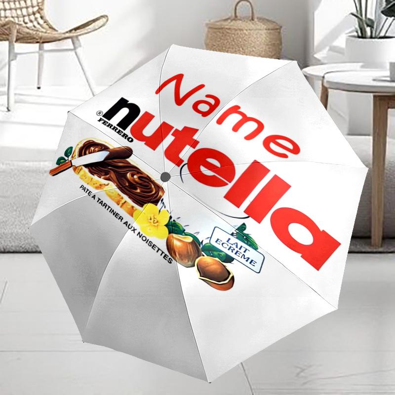 Автоматический зонт с индивидуальным именем, тематика Nutella, легкий и портативный, 8 спиц, идеально подходит для путешествий на свежем воздухе, дней рождения, Рождества, подарков.