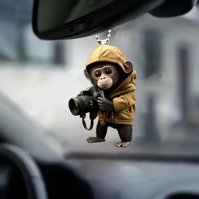 New Cute Monkey Photographer Acrylic Keychain Multifunctional 2D Charm Car Rearview Mirror and Backpack Decoration