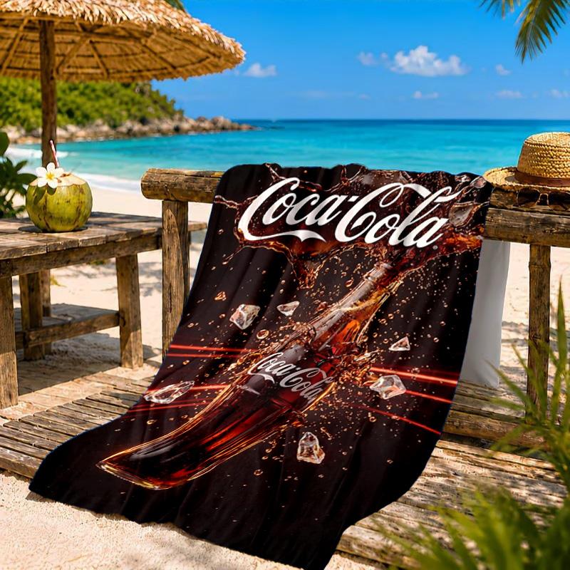 Пляжное полотенце Coca-cola с художественным дизайном, Быстросохнущее, Легкое в уходе, Подходит как для занятий фитнесом, так и для пляжного отдыха, Спортивный незаменимый аксессуар