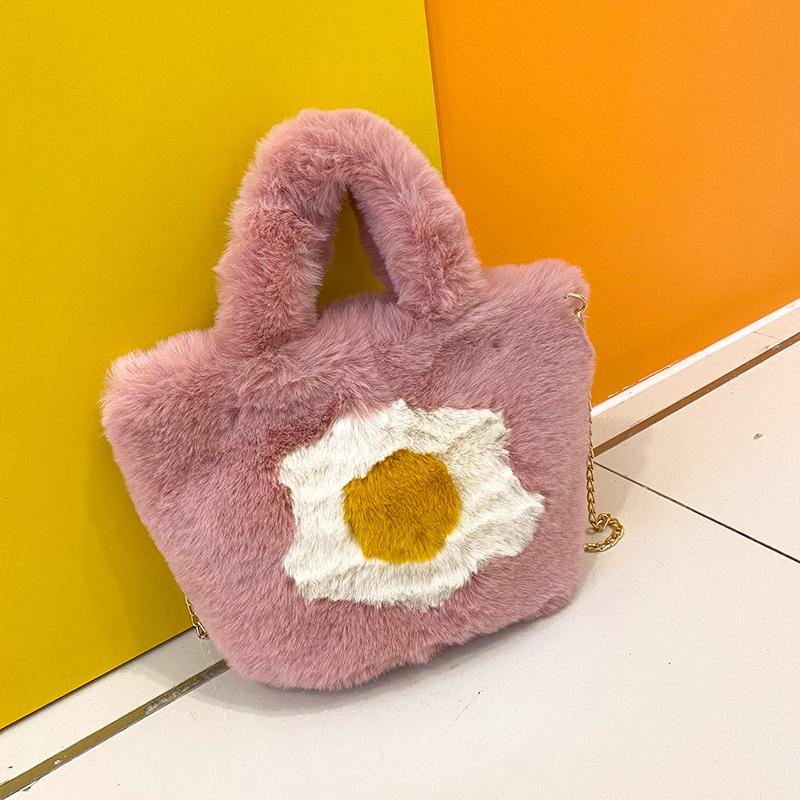Solid Cotton Flower High Quality Crossbody Bag Zipper Chain Versatile Fashion Winter Soft Simple Fashionable Shoulder Bag