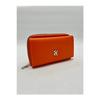 Orange Color Women's Wallet With Zipper Closure And Card Holder Section