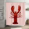 3D-печатная шторка для душа в тематике Red Lobster для декора ванной комнаты водонепроницаемая ткань с крючками для штанги в комплекте (Светло-розовый)