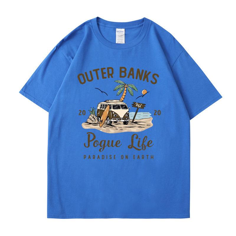Модная футболка с принтом Outer Banks, футболка Pogue Life John B, Рай на Земле, Северная Каролина, Графические хлопковые топы Pouge