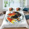 Koi Fish Duvet Cover Set Carp Tie Dye Bedding Sets Traditional Chinese Ink Art Bedspread Lotus Leaf Nature Quilt Cover Full Size