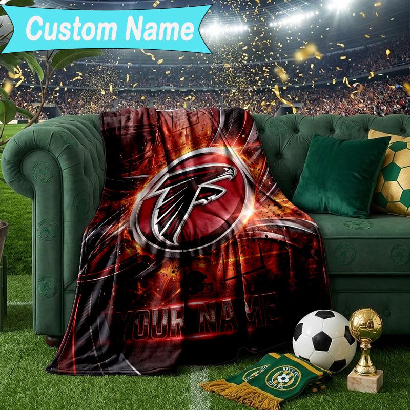 Custom Name Blanket Atlanta-Falcons Rise Up Blanket Bedding Blanket for Travel, Camping, Living Rooms, Offices, Sofas, Fan Christmas gift