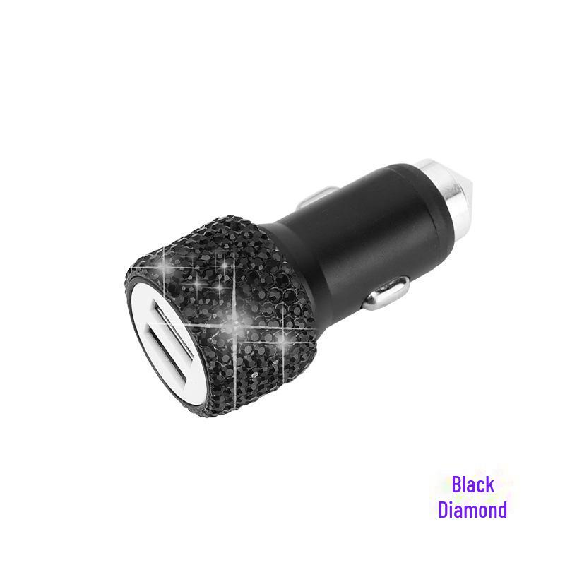 Автомобильное зарядное устройство с двумя USB-портами и алмазной инкрустацией, с интеллектуальным многофункциональным адаптером