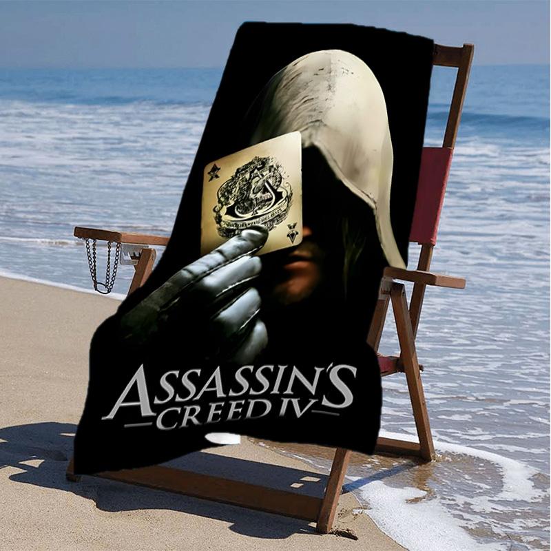 1 шт. Пляжное полотенце Assassin's Creed, Оборудование для пляжа и бассейна на побережье, Модный узор, Прямоугольное, Необходимое в путешествии