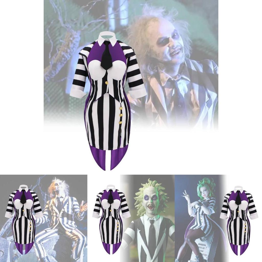 Костюм для косплея в готическом стиле Майкла Китона Битлджус Полиэстеровая ткань